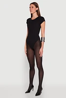 Womens Daisy Rib Knit Crew Neck Bodysuit,