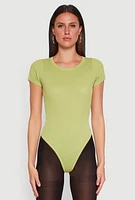 Womens Daisy Rib Knit Crew Neck Bodysuit,