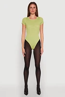 Womens Daisy Rib Knit Crew Neck Bodysuit,