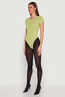Womens Daisy Rib Knit Crew Neck Bodysuit,