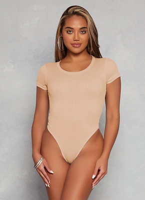 Womens Daisy Basic Crew Neck Short Sleeve Bodysuit,