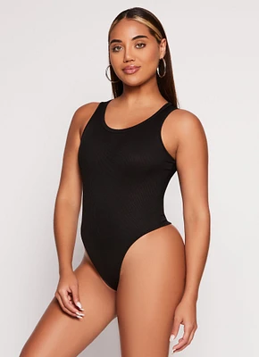 Womens Daisy Ribbed Knit Tank Bodysuit,