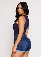 Womens Daisy Ribbed Knit Tank Bodysuit,
