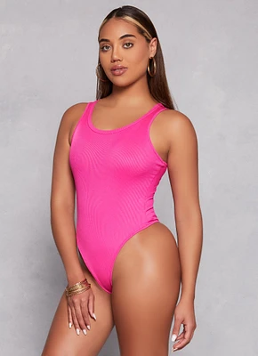 Womens Daisy Ribbed Knit Tank Bodysuit,