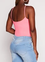 Womens Daisy Ribbed Knit Cami Bodysuit, Pink, Size S
