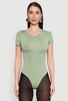 Womens Daisy Crew Neck Bodysuit, Green, Size M