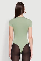 Womens Daisy Crew Neck Bodysuit, Green, Size M