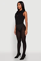 Womens Daisy Sleeveless Button Front Bodysuit, Black, Size M