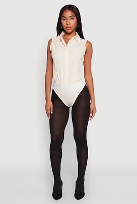 Womens Daisy Sleeveless Button Front Bodysuit,