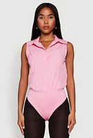 Womens Daisy Sleeveless Button Front Bodysuit, Pink, Size M