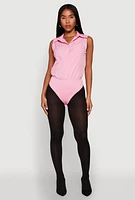 Womens Daisy Sleeveless Button Front Bodysuit, Pink, Size M