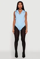 Womens Daisy Sleeveless Button Front Bodysuit,