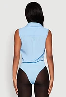 Womens Daisy Sleeveless Button Front Bodysuit,