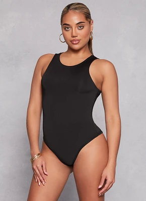 Womens Daisy Solid Racerback Tank Bodysuit,