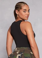 Womens Daisy Solid Racerback Tank Bodysuit,
