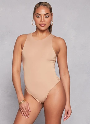 Womens Daisy Solid Racerback Tank Bodysuit,