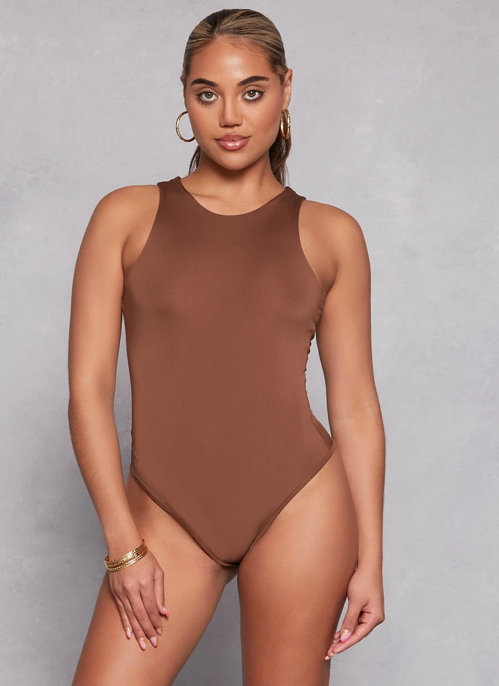 Womens Daisy Solid Racerback Tank Bodysuit,
