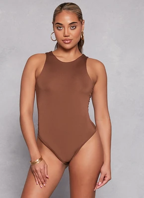 Womens Daisy Solid Racerback Tank Bodysuit,