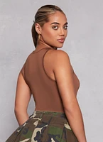 Womens Daisy Solid Racerback Tank Bodysuit,