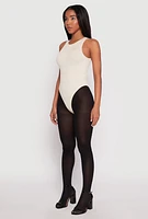 Womens Seamless Ribbed Knit Greek Key Bodysuit,