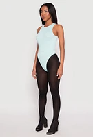 Womens Seamless Ribbed Knit Greek Key Bodysuit,