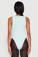 Womens Seamless Ribbed Knit Greek Key Bodysuit,