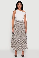 Womens Printed Smocked Waist Tiered Maxi Skirt, Multi, Size S