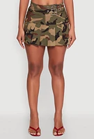Womens Belted Front Mini Pleated Skirt, Green,