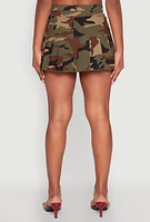 Womens Belted Front Mini Pleated Skirt, Green,