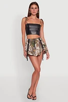 Womens Camo Tabbed Mini Bubble Skirt, Multi,