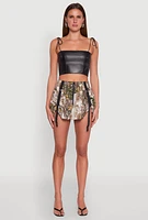 Womens Camo Tabbed Mini Bubble Skirt, Multi,