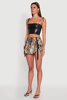 Womens Camo Tabbed Mini Bubble Skirt, Multi,