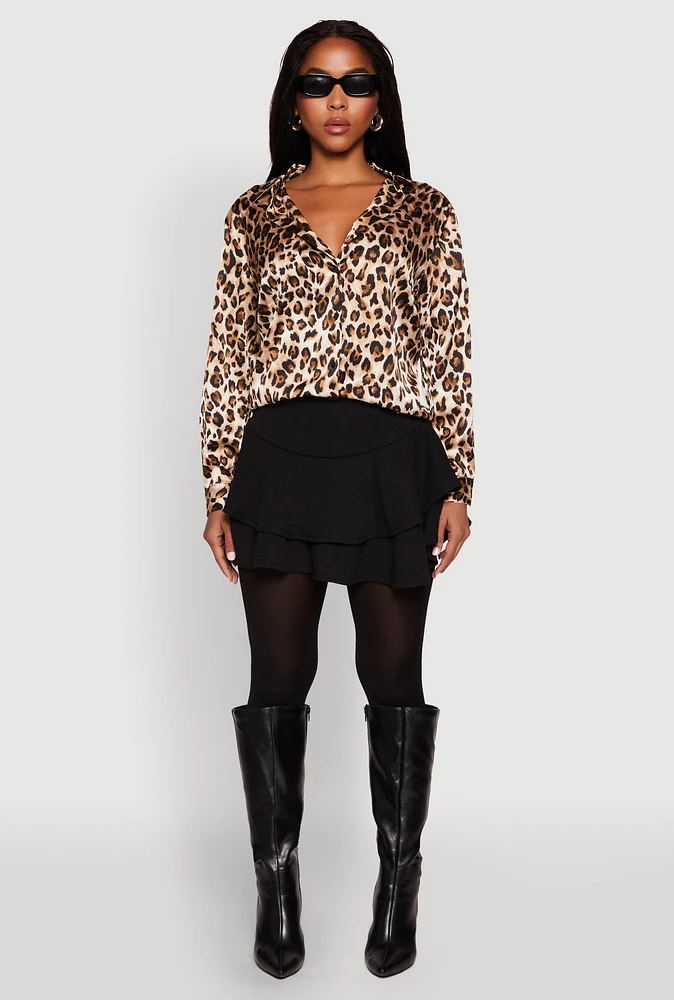 Womens Crepe Knit Mini Tiered Skort,