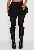 Womens Crepe Knit Mini Tiered Skort,