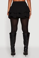 Womens Crepe Knit Mini Tiered Skort,