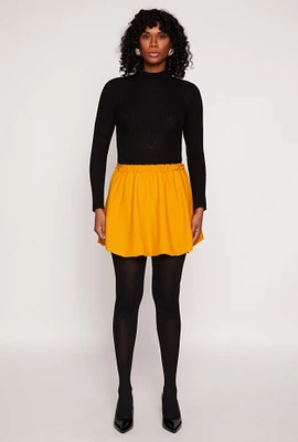 Womens Crepe Knit Bubble Skirt, Yellow, Size S
