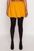 Womens Crepe Knit Bubble Skirt, Yellow, Size S