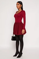 Womens Crepe Knit Bubble Skirt,