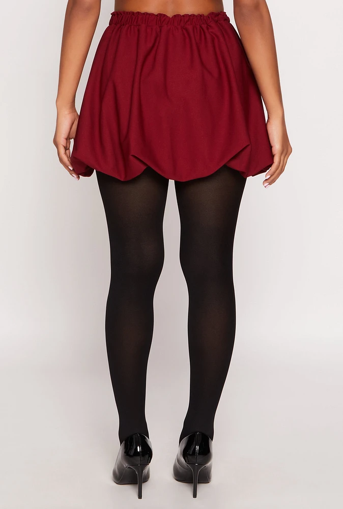 Womens Crepe Knit Bubble Skirt, Burgundy, Size L