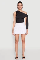 Womens High Waisted Mini Bubble Skirt, White, Size XL