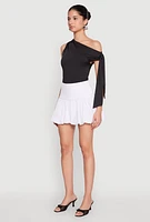 Womens High Waisted Mini Bubble Skirt, White, Size XL