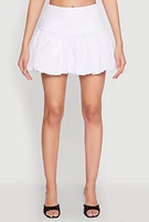 Womens High Waisted Mini Bubble Skirt, White,