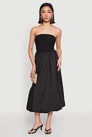 Womens Poplin Midi Bubble Skirt, Black, Size M