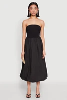 Womens Poplin Midi Bubble Skirt, Black, Size M