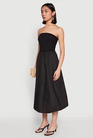 Womens Poplin Midi Bubble Skirt, Black, Size M