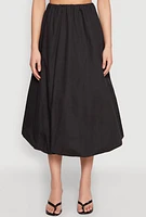 Womens Poplin Midi Bubble Skirt, Black, Size M