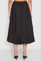 Womens Poplin Midi Bubble Skirt, Black, Size M