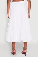 Womens Poplin Midi Bubble Skirt, White,