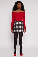 Womens Plaid High Waisted Bubble Skirt,