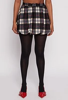 Womens Plaid High Waisted Bubble Skirt,